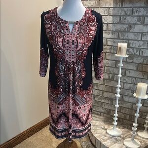 Navy  and Pink Paisley Dress